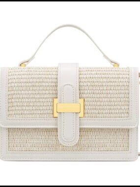 Straw Crossbody Bag Top Handle Small Designer Handbag